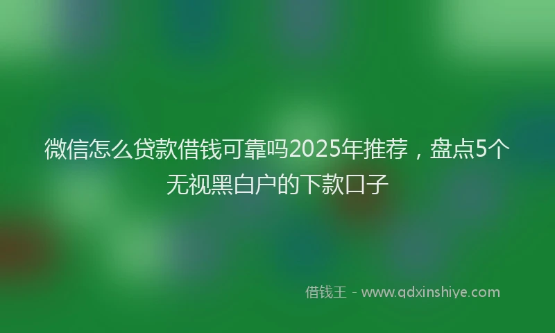 微信怎么贷款借钱可靠吗2025年推荐，盘点5个无视黑白户的下款口子