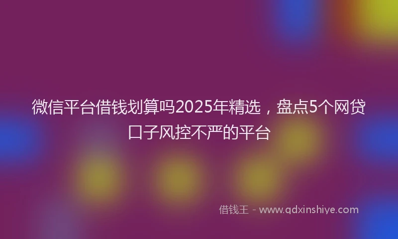 微信平台借钱划算吗2025年精选，盘点5个网贷口子风控不严的平台