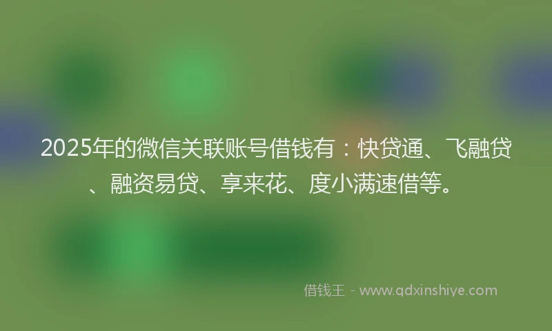 2025年的微信关联账号借钱有：快贷通、飞融贷、融资易贷、享来花、度小满速借等。