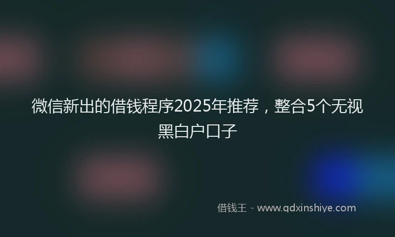 微信新出的借钱程序2025年推荐，整合5个无视黑白户口子