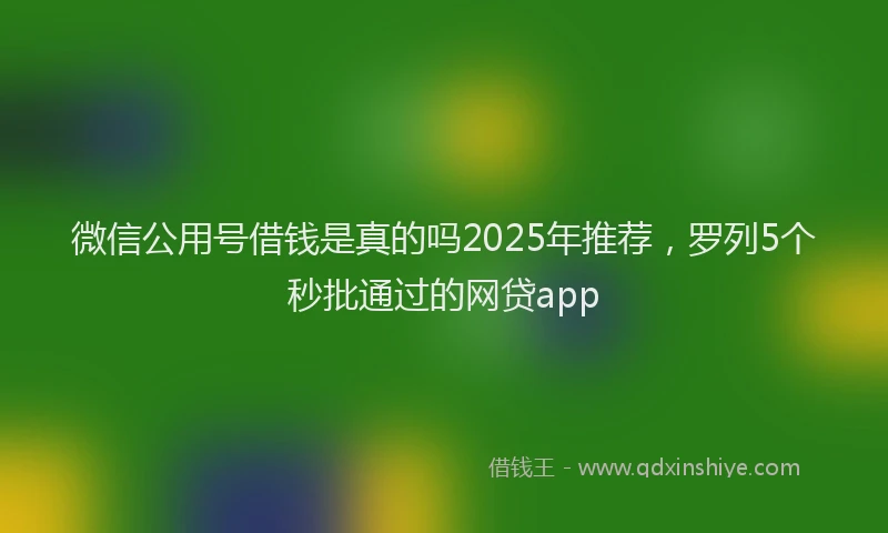 微信公用号借钱是真的吗2025年推荐，罗列5个秒批通过的网贷app