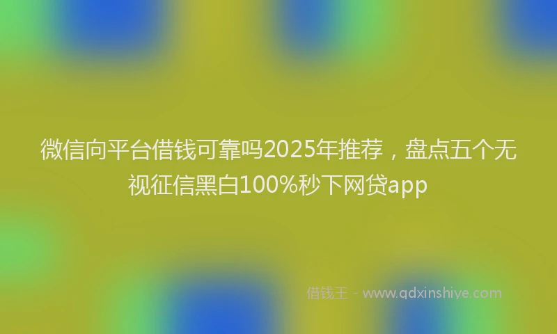微信向平台借钱可靠吗2025年推荐，盘点五个无视征信黑白100%秒下网贷app