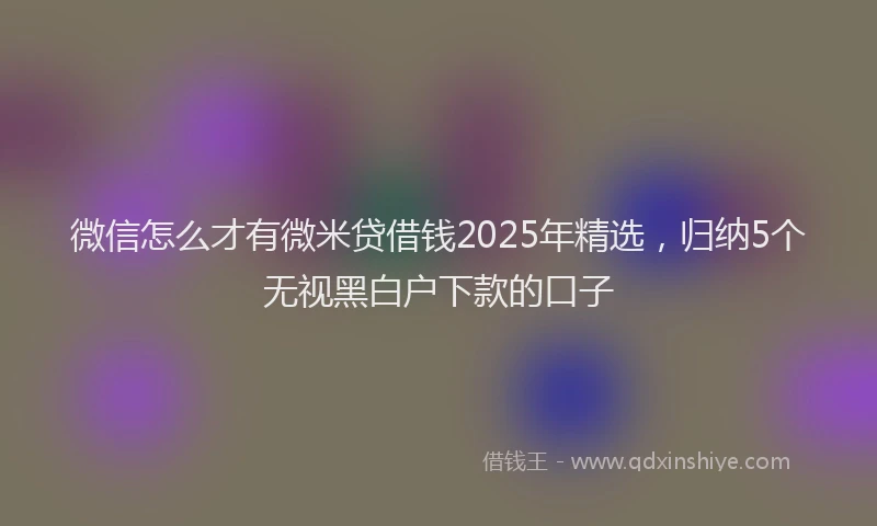 微信怎么才有微米贷借钱2025年精选，归纳5个无视黑白户下款的口子
