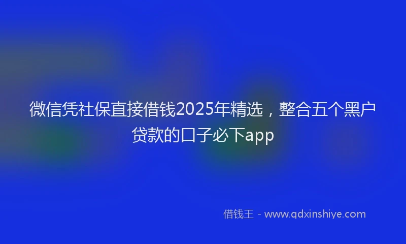 微信凭社保直接借钱2025年精选，整合五个黑户贷款的口子必下app