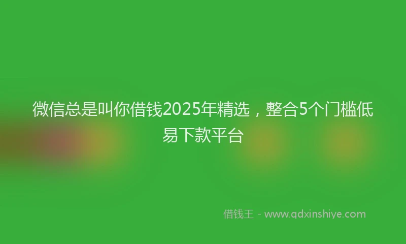 微信总是叫你借钱2025年精选，整合5个门槛低易下款平台