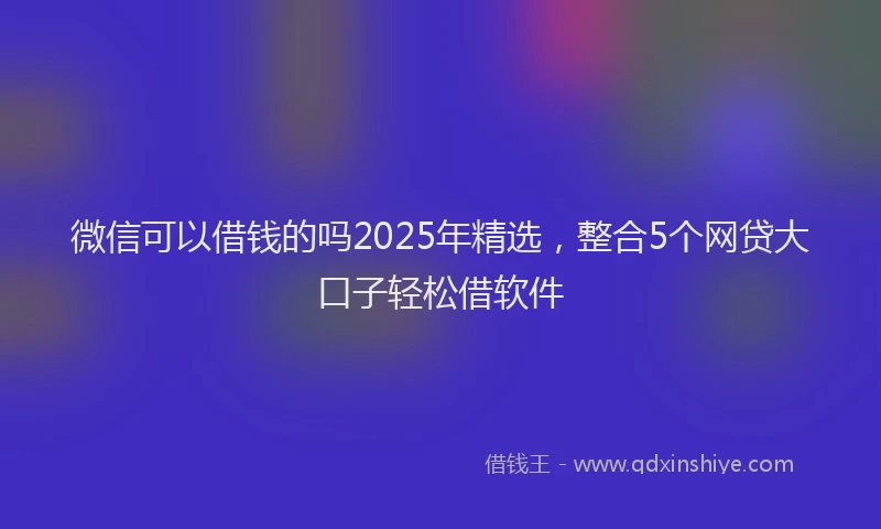 微信可以借钱的吗2025年精选，整合5个网贷大口子轻松借软件