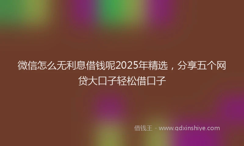 微信怎么无利息借钱呢2025年精选，分享五个网贷大口子轻松借口子