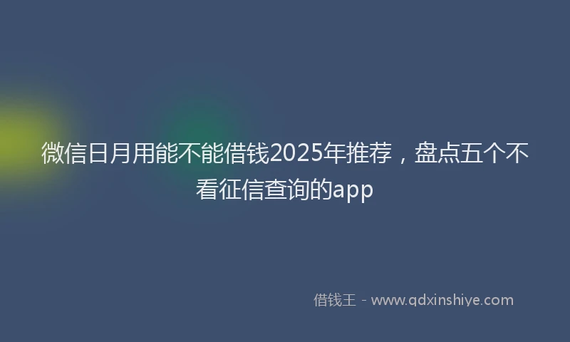 微信日月用能不能借钱2025年推荐，盘点五个不看征信查询的app