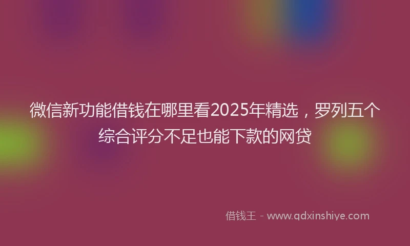微信新功能借钱在哪里看2025年精选，罗列五个综合评分不足也能下款的网贷