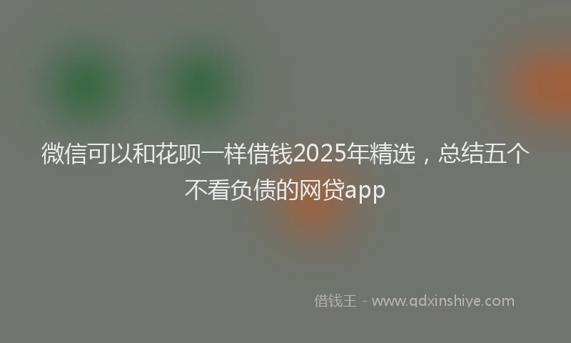 微信可以和花呗一样借钱2025年精选，总结五个不看负债的网贷app
