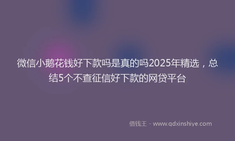 微信小鹅花钱好下款吗是真的吗2025年精选，总结5个不查征信好下款的网贷平台