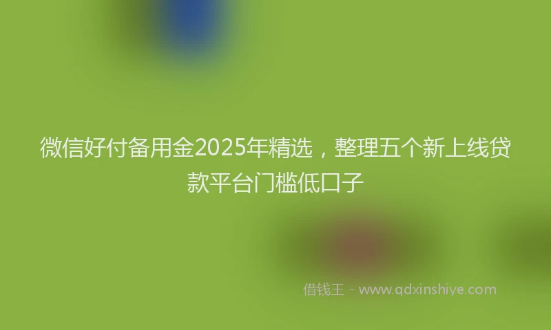 微信好付备用金2025年精选，整理五个新上线贷款平台门槛低口子