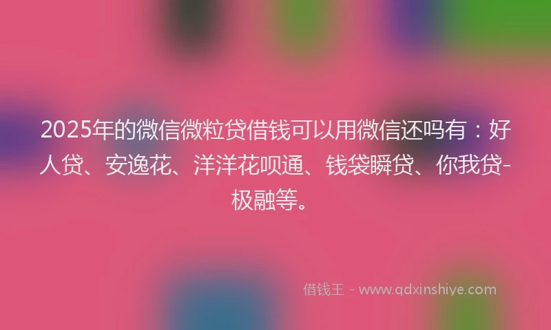 2025年的微信微粒贷借钱可以用微信还吗有：好人贷、安逸花、洋洋花呗通、钱袋瞬贷、你我贷-极融等。