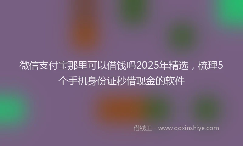 微信支付宝那里可以借钱吗2025年精选，梳理5个手机身份证秒借现金的软件