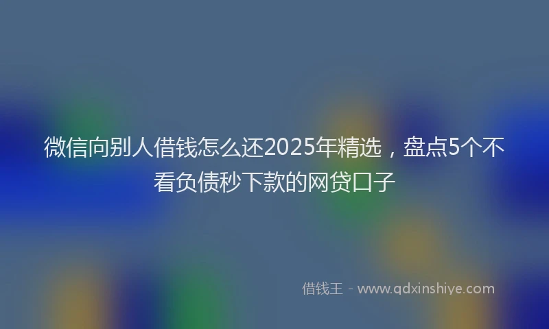 微信向别人借钱怎么还2025年精选，盘点5个不看负债秒下款的网贷口子