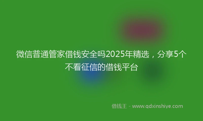 微信普通管家借钱安全吗2025年精选，分享5个不看征信的借钱平台