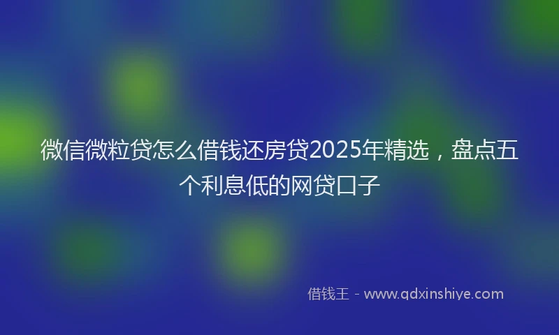 微信微粒贷怎么借钱还房贷2025年精选，盘点五个利息低的网贷口子
