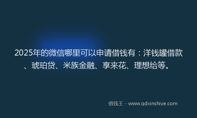 2025年的微信哪里可以申请借钱有：洋钱罐借款、琥珀贷、米族金融、享来花、理想给等。