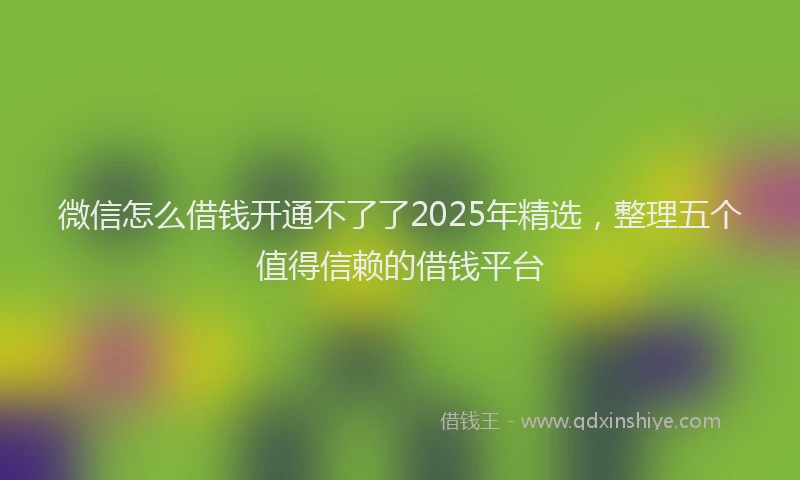 微信怎么借钱开通不了了2025年精选，整理五个值得信赖的借钱平台