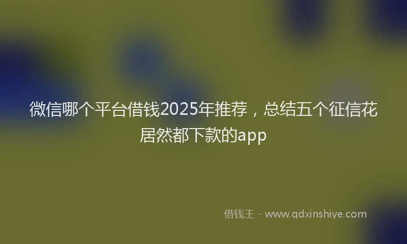 微信哪个平台借钱2025年推荐，总结五个征信花居然都下款的app