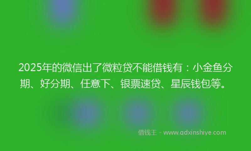 2025年的微信出了微粒贷不能借钱有：小金鱼分期、好分期、任意下、银票速贷、星辰钱包等。