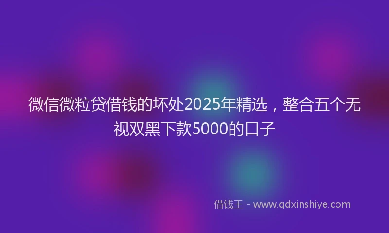 微信微粒贷借钱的坏处2025年精选，整合五个无视双黑下款5000的口子