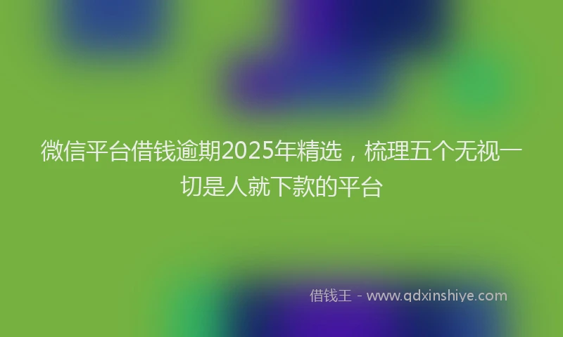 微信平台借钱逾期2025年精选，梳理五个无视一切是人就下款的平台