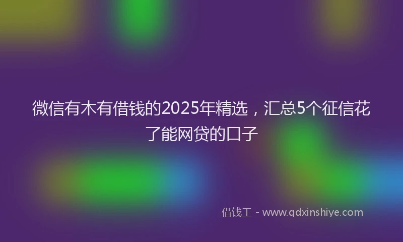 微信有木有借钱的2025年精选，汇总5个征信花了能网贷的口子