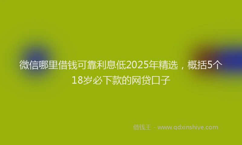 微信哪里借钱可靠利息低2025年精选，概括5个18岁必下款的网贷口子
