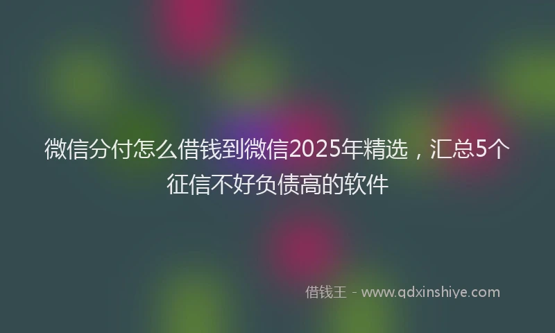 微信分付怎么借钱到微信2025年精选，汇总5个征信不好负债高的软件