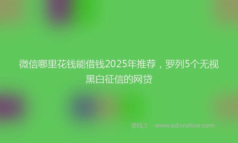 微信哪里花钱能借钱2025年推荐，罗列5个无视黑白征信的网贷