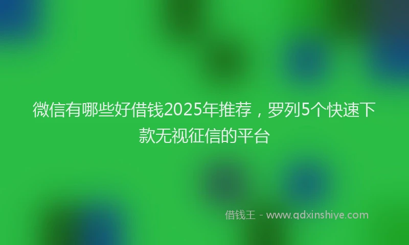 微信有哪些好借钱2025年推荐，罗列5个快速下款无视征信的平台