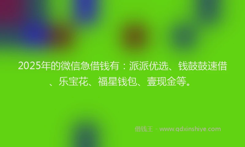 2025年的微信急借钱有：派派优选、钱鼓鼓速借、乐宝花、福星钱包、壹现金等。