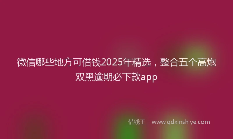 微信哪些地方可借钱2025年精选，整合五个高炮双黑逾期必下款app