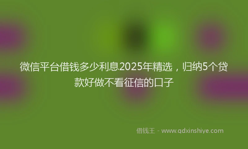 微信平台借钱多少利息2025年精选，归纳5个贷款好做不看征信的口子