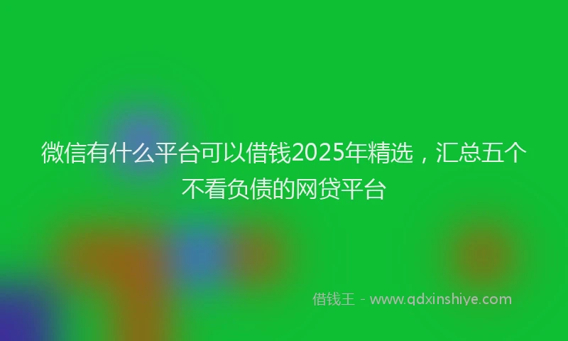 微信有什么平台可以借钱2025年精选，汇总五个不看负债的网贷平台