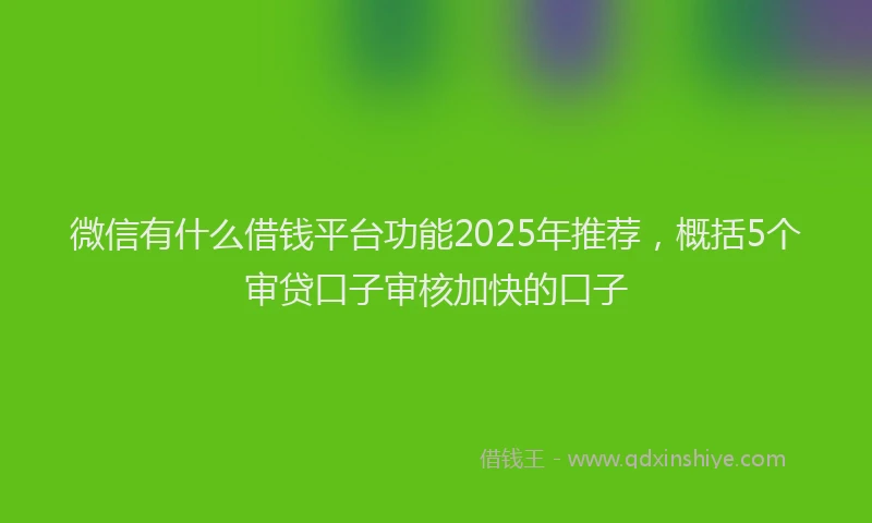 微信有什么借钱平台功能2025年推荐，概括5个审贷口子审核加快的口子