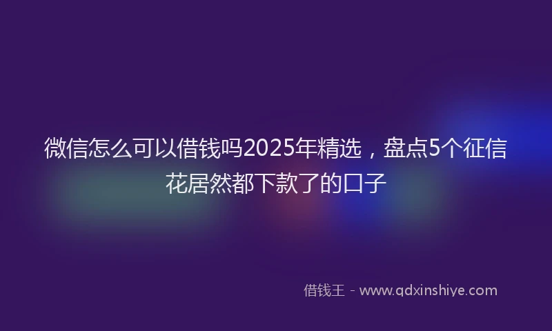 微信怎么可以借钱吗2025年精选，盘点5个征信花居然都下款了的口子