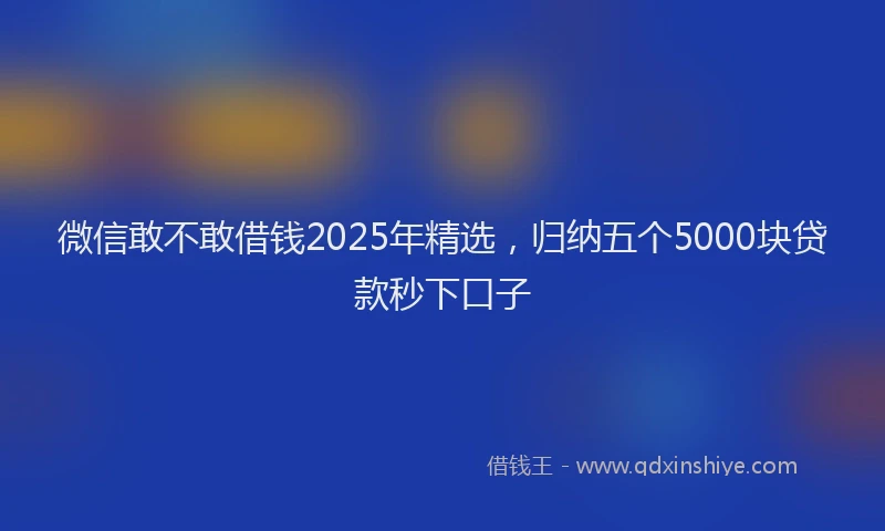 微信敢不敢借钱2025年精选，归纳五个5000块贷款秒下口子