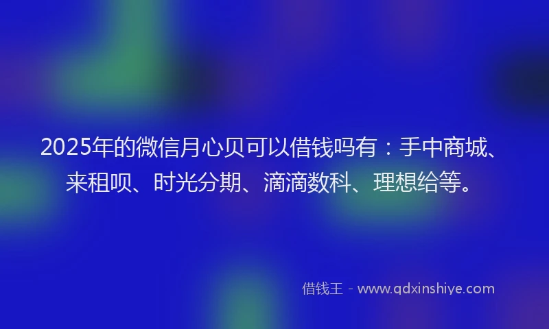 2025年的微信月心贝可以借钱吗有：手中商城、来租呗、时光分期、滴滴数科、理想给等。