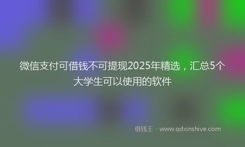 微信支付可借钱不可提现2025年精选，汇总5个大学生可以使用的软件