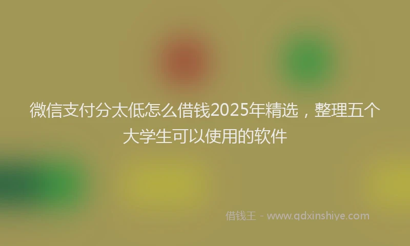 微信支付分太低怎么借钱2025年精选，整理五个大学生可以使用的软件