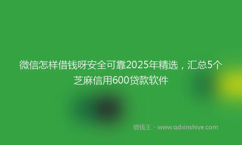 微信怎样借钱呀安全可靠2025年精选，汇总5个芝麻信用600贷款软件