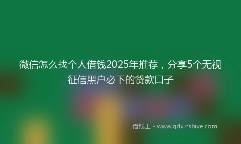 微信怎么找个人借钱2025年推荐，分享5个无视征信黑户必下的贷款口子