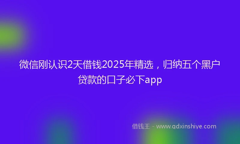 微信刚认识2天借钱2025年精选，归纳五个黑户贷款的口子必下app