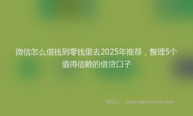 微信怎么借钱到零钱里去2025年推荐，整理5个值得信赖的借贷口子
