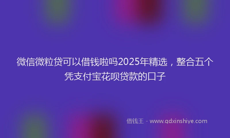微信微粒贷可以借钱啦吗2025年精选，整合五个凭支付宝花呗贷款的口子