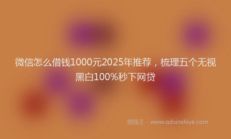 微信怎么借钱1000元2025年推荐，梳理五个无视黑白100%秒下网贷