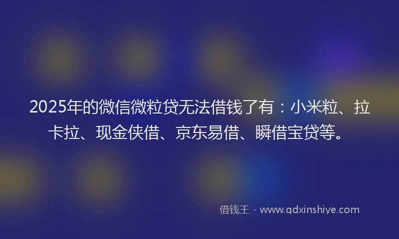 2025年的微信微粒贷无法借钱了有：小米粒、拉卡拉、现金侠借、京东易借、瞬借宝贷等。
