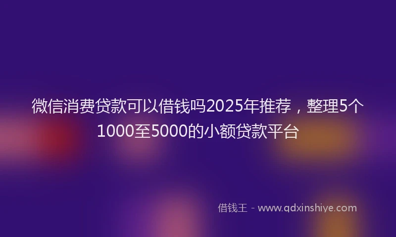 微信消费贷款可以借钱吗2025年推荐，整理5个1000至5000的小额贷款平台